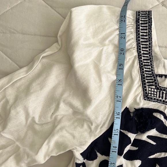Anthropologie Maeve Liyah Linen Embroidered Blouse Shirt Top Size 0 - Picture 11 of 16